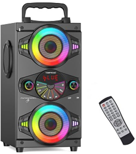 Portable Bluetooth Speakers 60W Big Powerful Wireless Loud Stereo Bass Sound Boombox Home Party Speaker with Subwoofer, FM Radio, LED Colorful Lights