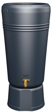 4rain Azura 2in1 Regentonne 120 Liter Graphite Grey inkl. Pflanzschale und Unterstand - Wassertank, Regenfass, Regenwassertonne, Wasserbehälter, Regenwassertank, Wasserfass, Wassertonne
