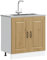 WIFESE Unterschrank mit Tür Küchenunterschrank Sideboard Küche Organizer Geräumiger Küchenschrank mit Viel Stauraum Aufbewahrungsschrank Artisan-Eiche 80x46x81,5 cm Holzwerkstoff