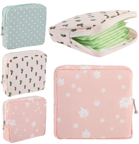 Bolsa de almacenamiento para compresas sanitarias, bolsa para el período, bonita bolsa menstrual, soporte para tampón, bolsas de cuidado femenino para adolescentes y niñas, escuela, 3 unidades