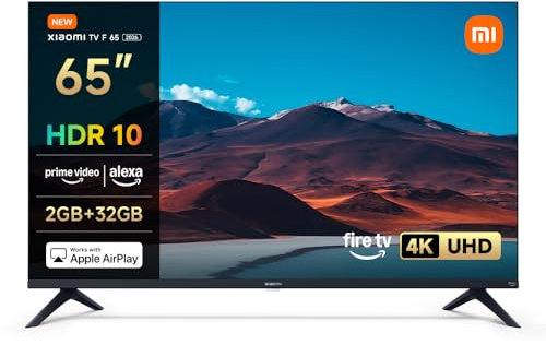 XIAOMI TV F 65, 65 Inch (165 cm), 4K UHD, Smart TV, Fire TV, HDR10, MEMC,60Hz with 120Hz Game Boost Mode, Alexa Voice Control, 2GB+32GB, Works with Apple AirPlay