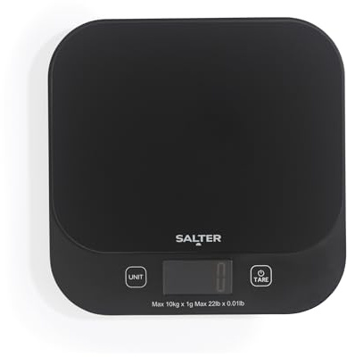 Salter Expert Digital Kitchen Scale - 10kg Capacity, Waterproof & Washable Platform, Add & Weigh Multiple Ingredients, Aquatronic For Measuring Liquids, Easy Read LCD Display, Includes Battery