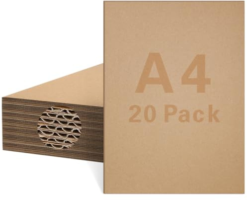 NAROSEBE 20 pezzi di cartone ondulato A4 (297 x 210 mm), fogli di cartone da 1,8 mm, cartone ondulato per fai da te, cartoni di cartone per artisti, cartoni ondulati per pittura, artigianato