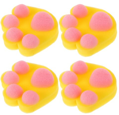 Toddmomy 4piezas Esponjas de Baño Dibujos Animados Suaves Exfoliantes para Ducha para Baño de Bebés y Pequeños Forma de Garra de Gato Material Seguro para Piel Delicada