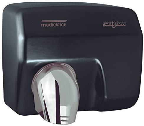 Mediclinics Secador de manos automático, 2250 W, montaje en pared, acero, negro, 68 dB