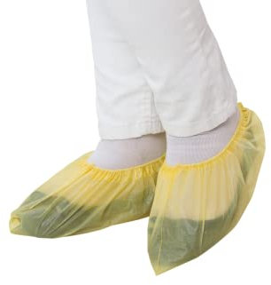 100 Überschuhe extra groß - gelb - 15 x 41 cm - extra groß (PE Einmal OP Schuhüberzieher Überziehschuhe Einwegüberschuh Schuhüberzug)