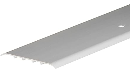 CEZAR Aluminium Protective Strip 1 Metre Wide 80 mm Door Sill Transition Profile Flat Oval Transition Rail with Fixing Pins Silver