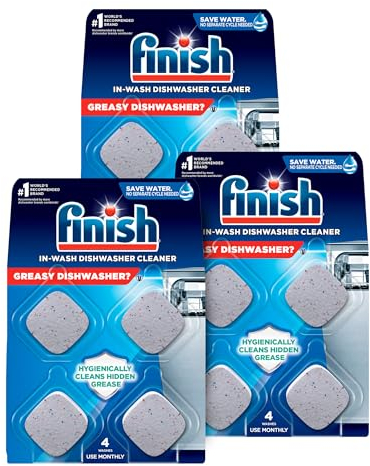 Finish Dishwasher Cleaner Tablets, Deep Cleans Hidden Grease & Grime, Fights Odors, No Extra Wash Cycle, Helps Maintain Dishwasher, 12 Month Supply, 12 Count