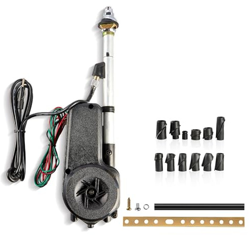 RED WOLF Car Fully Automatic Power Antenna Kit, Replacement for Pre-2000 Chevy Cadillac Mercedes-Benz BMW Honda Nissan Toyota Retractable FM AM Motor Aerial to Connect with Aftermarket Radio Stereo