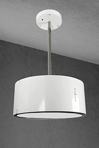 Inselhaube Gurari GCH I 237, Umluft Inselhaube, Insel Dunstabzugshaube 50cm, Deckenhaube, 860m³/h, Weiß, 3 Stufen, LED Beleuchtung,Timer,Inkl.Umluftset