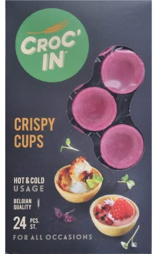 Croc‘IN - Teigschälchen zum Bestücken Fuchsia - Tarteboden für süße Stückchen oder herzhafte Aperitifhäppchen - Handwerklich hergestellt & Vegan - 24 Stück