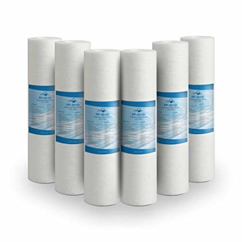 Bellerofonte Filtro Sedimenti 10 Pollici 25 Micron. Elimina Sabbia, Fango, Particelle di ruggine e impurità sospese fino a 25 Micron in Polipropilene 6 pezzi