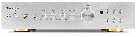 Audizio AD220A - HiFi-Stereo-Verstärker 2 x 200 Watt, Bluetooth Verstärker für Lautsprecher und HiFi Anlage, Amplifier, HiFi-Verstärker, 2.1 Audio Verstärker mit Bluetooth Funktion, Silber