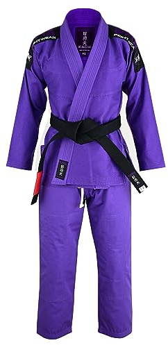 Playwell vuxna lila Pro Ladies Elite BJJ GI uniform, (levereras med gratis vitt bälte), Lila, F1