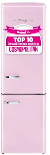 Unique Appliances Classic Retro Refrigerator, 9 cu./ft. Electric Bottom-Mount Fridge, Metal, Sliding Non-Reversible Doors, Ideal for Fresh and Frozen Foods, Bubblegum Pink