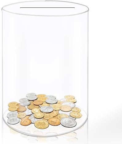 Acrylic Piggy Bank, Transparent Money Box Break to Open, for Saving Cash or Coins