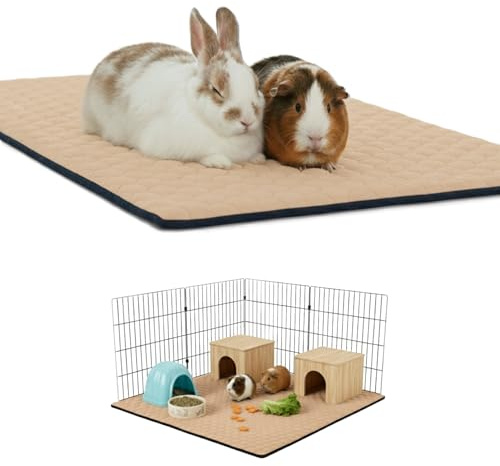 NEO SOLVO Sovdyna, Sängkläder, Fleece burfoder för kanin och marsvin - 70 x 105 cm (2x3) med en tunnelfilt av fleece för borttagning - Perfekt för burar och C&C - Absorberande vattentät - Persika