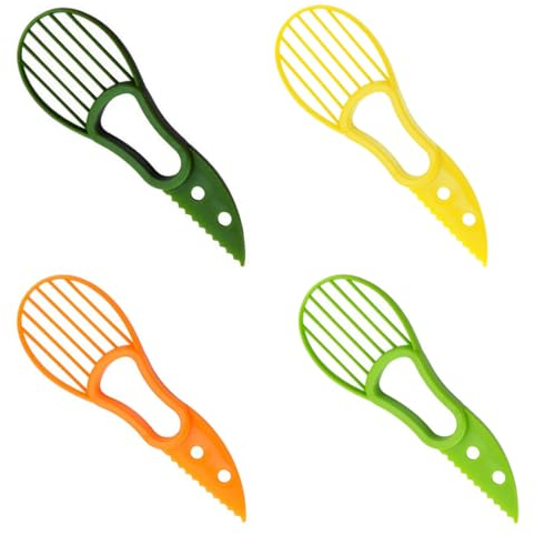 TNSRAY Cortador de Aguacate, 4 Pieza Herramienta Multifuncional para Cortar y Pelar Aguacates, Espátula y Cuchilla de Plástico, Utensilio de Cocina para Avocado Maduro Fresco