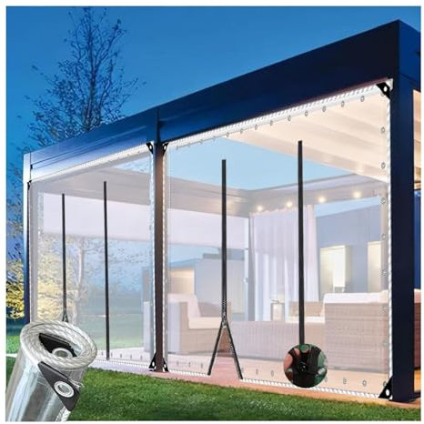 ZXCVASDF Bâche en PVC avec Fermeture À Glissière, Lourd Bâche Transparente 0.5mm PVC avec Porte Zippée Rideau Exterieur Imperméable,680 g/m², pour Pergola, Cabanon, Porche(H1.5xW2m/H4.9xW6.5ft)
