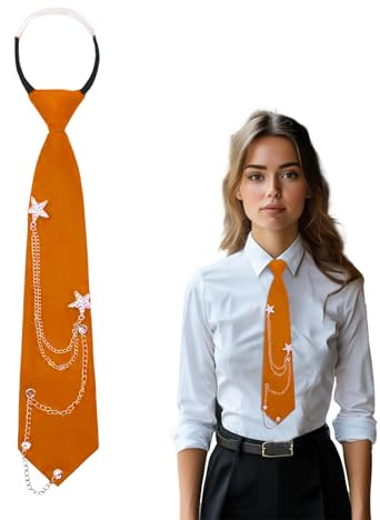 Kinretixia corbata naranja para damas, larga, de uniforme JK, estrecha, ajustable para niñas, para graduaciones, negocios, naranja