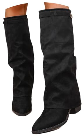 ticticlily Bottes Femme Bottines Revers Hiver Cowboy Boots avec Talon Hautes
