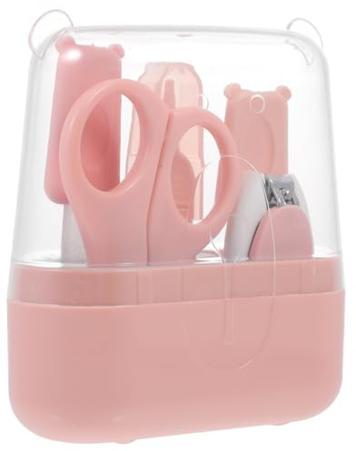 WEKADRIN Kit de Manucure et Coupe-ongles pour Bébé, 5 Pièces, Acier Inoxydable et Abs, Rose, Soin des Ongles Sécurisé pour Tout-petits, né et Garçon et Filles en Âge