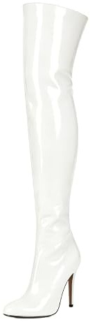 Veelau Meieer Bottes au-dessus du genou pour femme avec talon aiguille | Bottes à talons hauts à talons hauts, bottines fines et élégantes, pour femme, pour fête, club, cosplay et soirée