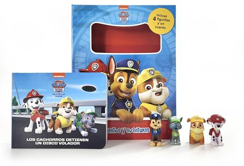 Paw Patrol La Patrulla Canina Cuentos y aventuras - Libros de actividades para niños, cuento de 10 páginas y 4 figuras