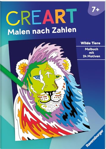 Ravensburger CreArt Malen nach Zahlen ab 7: Wilde Tiere, Malbuch, 24 Motive