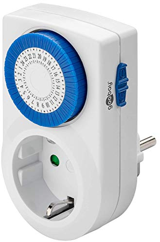 goobay 59038 Temporizador analógico para Interiores - Temporizador para Tomas de Corriente - Ciclo de 30 Minutos Ajustable - Funcionamiento Continuo Posible – silencioso