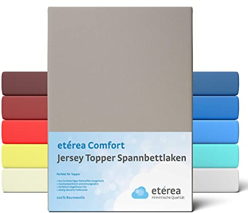 etérea Jersey Topper Spannbettlaken 200x200-200x220cm Taupe für 5-10 cm Steghöhe 100% Baumwolle - Oekotex Spannbetttuch Matratzen Bett Bezug - Bettlaken 200x200cm - 200x220cm Braun
