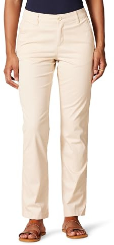 Amazon Essentials Pantalón Chino de Sarga Elástica Corte Ajustado y Pierna Recta Mujer, Bronceado Claro, 44