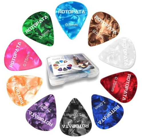 Lot de 15 Médiators Guitare avec Boîte – Guitar Picks Souple Moyen Dur 0,5 0,75 1,0 mm, Médiator Guitare Débutant & Pro, Accessoires Guitare Acoustique Électrique Basse Ukulélé