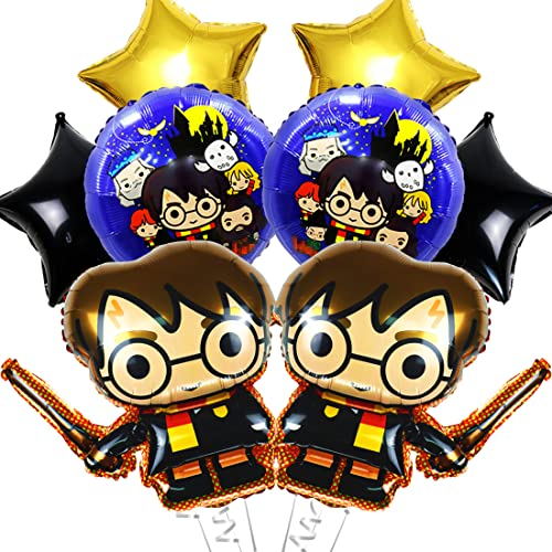 Geburtstag Luftballons Kinder, 8 Stück Luftballon Braun Geburtstag Kit, 4 Pentagramm Ballon Gelb Schwarz, 2 Folienballons Rund Blau, 2 Große Größe Folienballons Geburtstagsdeko