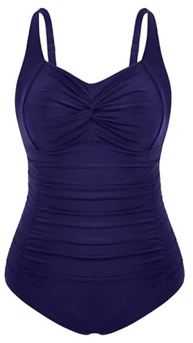 Hanna Nikole One-Piece Swimwear Women Plus Size Tummy Control Push Up One-Piece Swimsuit for Plus-Size Women Dark Blue 16-18