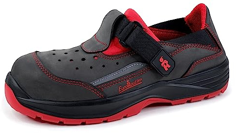 EuroRoutier Hybrid Maine Red Gray - Zapatillas de seguridad certificadas S1 SRC, rojo, 44 EU