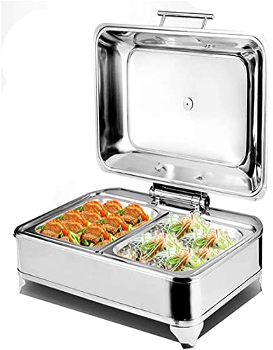 CGLYYDS Scalda Vivande Elettrico Buffet,Scaldavivande Contenitore Scalda Cibo Acciaio Inox Chafing Dish da Tavolo con Coperchio,Mantieni Il Cibo Caldo,6L,B