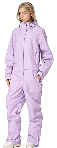 HOTIAN Damen Schneeanzug, Damen Einteiler Skioverall Wasserdicht Winddicht Winter Warme Einteiliger Skioverall,für Wandern Klettern Isoliertes Snowboarden Purple-Women L