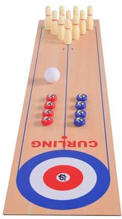 Sollee Jeu de Curling de Table 3 en 1 Jeu de Curling et de Shuffleboard Jeu de Shuffleboard de Table Jeux de société en équipe pour la Jeux de fête Kids Adultes