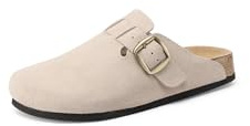QUEEN HELENA Sabot Scamosciati Sandali Chiusi Donna X30-210 (Khaki, Sistema Taglie Calzature EU, Adulto, Donna, Numero, Media, 40)