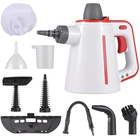 Decdeal Handheld Steam Cleaner, Multi-Purpose Steam Cleaner with 9pcs Accessories and Safety Lock, 350ml Water Tank, Portable Steamer for Carpet,Couch,Tile,Car Seats,Kitchen,Bathroom