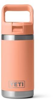 YETI Rambler Jr. 12 oz Kids Bottle, with Straw Cap, Low Country Peach