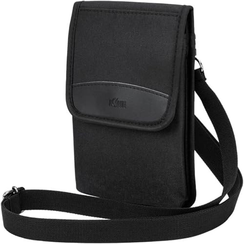 KIWIFOTOS Custodia per telefono cellulare, porta passaporto a tracolla per viaggi, custodia da cintura per telefoni cellulari, borsa porta telefono con tracolla, custodia da trasporto per uomo (nero)