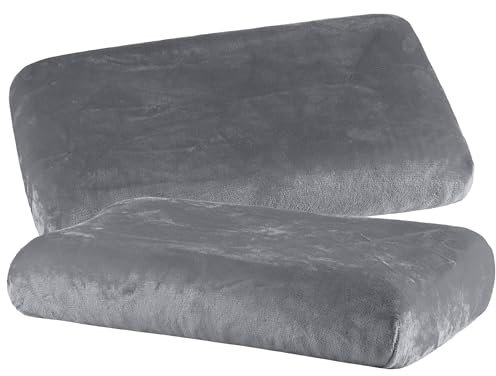 BaSaTex Cashmere Plüsch Kissenbezüge Spannbezüge 2er Pack für Nackenkissen und Gesundheitskissen | kuschelig weicher Kissenbezug | ca. 40x60 cm - 45x65 cm | Farbe: Anthrazit