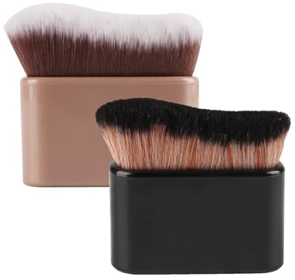 XhjzgcTech 2 Pcs Self Tan Brush, Self Tanning Brush for Body, Face, Neck, Legs, Arms & More, Soft Nylon Bristles, Black, Milk Tea Color