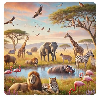 ODAWA Självhäftande duk 55 cm x 55 cm afrikansk djurliv scen kameralins wrap duk magisk självhäftande duk för kamera, lins, bärbar dator