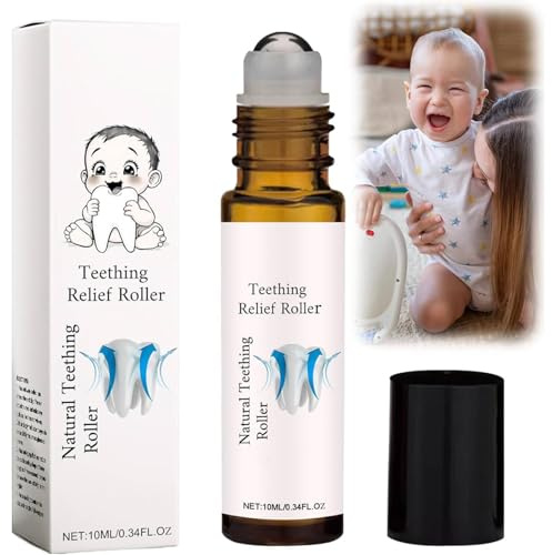 Teething Roller Natural Pain Relief, Natural Pain Relief Roller, Natural Teething Oil for Discomfort Relief Baby, Teething Relief Roller, Teething Gel, Reduce Teething Discomfort (A 1Pc)