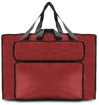 Oaygat A2 Art Portfolio Case Folder Waterproof Canvas A2 Artwork Storage Portable Portfolio with Multi Handles for Artwork Storage Large Art Carry Tote Bag for Artist Student Adult Children (Red)
