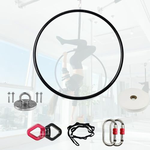 Kit de aro aéreo con accesorios completos de aparejo para práctica en casa y estudio de baile, probado 440 libras