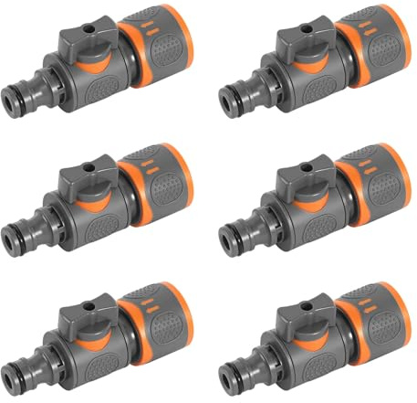AOROPS Frizione con valvola di regolazione, 6 pezzi raccordo per tubo con valvola di regolazione, tubo da giardino, raccordo per tubo da giardino, accessorio per tubo dell'acqua da 1/2 pollici